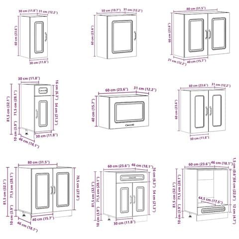 Set Mobili da Cucina 14 pz Kalmar Grigio Cemento in Truciolato - Foto 9