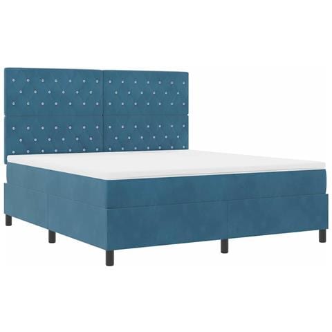 Letto a molle con materasso Blu scuro 180 x 200 cm Velluto - Foto 1