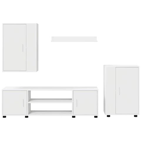 Set di mobile TV da 4 pezzi 4 pcs Bianco Legno multistrato - Foto 9