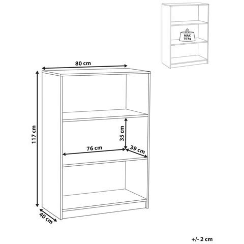 Libreria A 3 Ripiani Zehna 117 Cm Marrone Chiaro - Foto 2