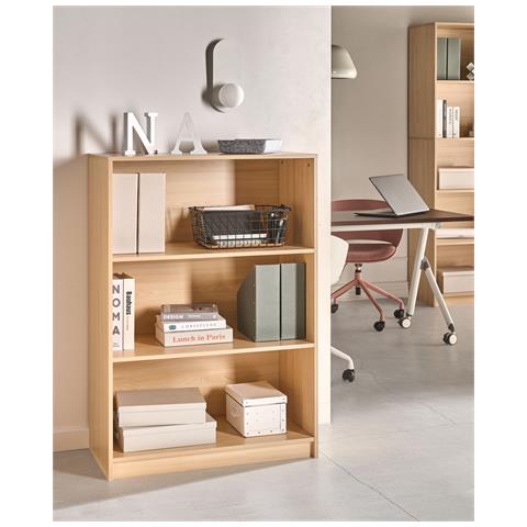 Libreria A 3 Ripiani Zehna 117 Cm Marrone Chiaro - Foto 1