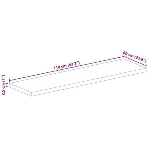 Piano per Tavolo 110x60x2,5cm Rettangolare Legno Massello Mango - Foto 9