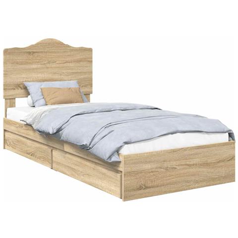 Letto con Contenitore con testiera Rovere Sonoma 75 x 190 cm - Foto 1