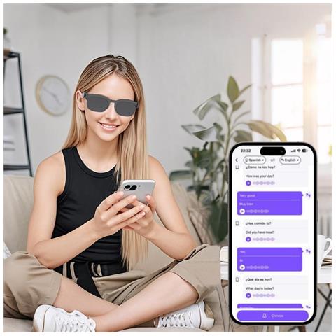 Occhiali Audio Bluetooth Intelligenti Con Traduzione Linguistica Ai - Compatibili Con Smartphone - Foto 7