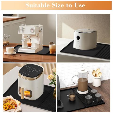 Set Tappetino Multifunzionale In Silicone Per Macchina Da Caffè - Protezione Piano Di Lavoro Con Vassoio, 61x40.5x1.1cm Beige - Foto 2
