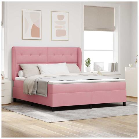 Letto a molle con materasso Rosa 200 x 180 cm Poliestere - Foto 2