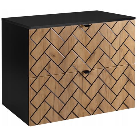 | Mobiletto 80 cm - Marron Mat - Mobili da bagno - Mobiletti - Piano di lavoro nero - Foto 1