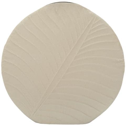 Vaso Dune Round In Metallo Crema Con Decoro A Foglia - Foto 1