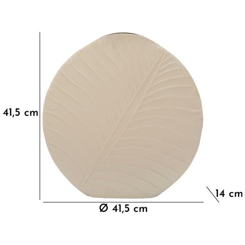 Vaso Dune Round In Metallo Crema Con Decoro A Foglia - Foto 7