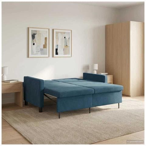 Divano letto Blu Tessuto - Foto 2