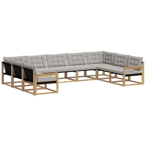 Set di divani da esterno 9 pcs Bianco e Grigio Chiaro - Foto 1