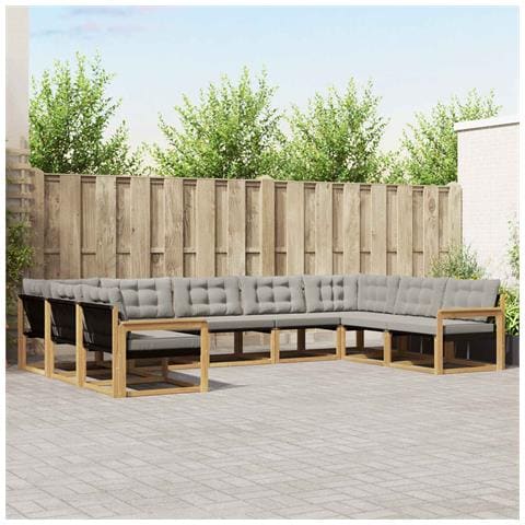 Set di divani da esterno 9 pcs Bianco e Grigio Chiaro - Foto 2