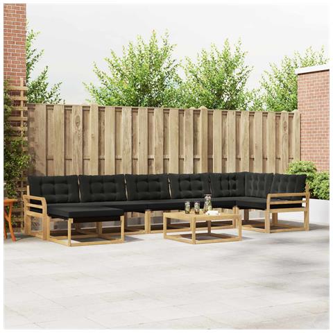 Set di divani da esterno 8 pcs Bianco e Nero 79 x 79 x 37 cm - Foto 2