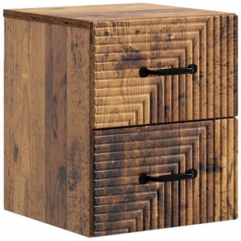 Mobiletto da notte a muro Legno antico 34,5 x 33 x 40 cm - Foto 1