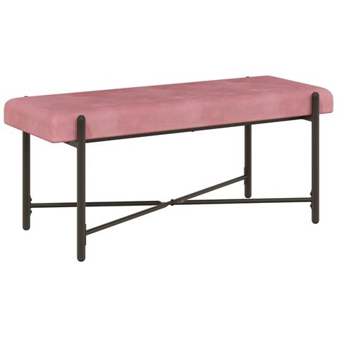 Panchina con bottoni e cuscini Rosa 110 x 40 x 46 cm Velluto - Foto 2