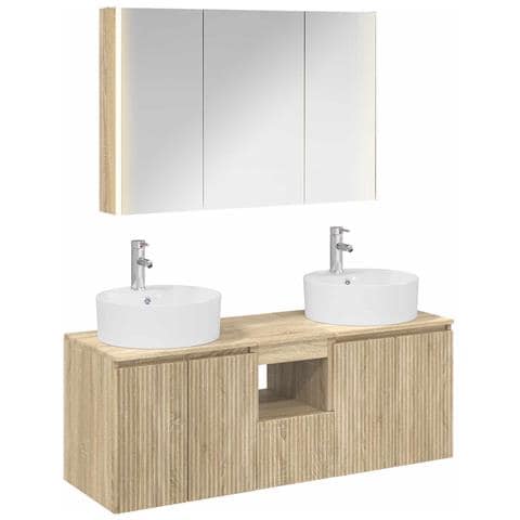 Set di Armadi da Bagno 4 pcs Rovere Sonoma Legno ingegnerizzato - Foto 1