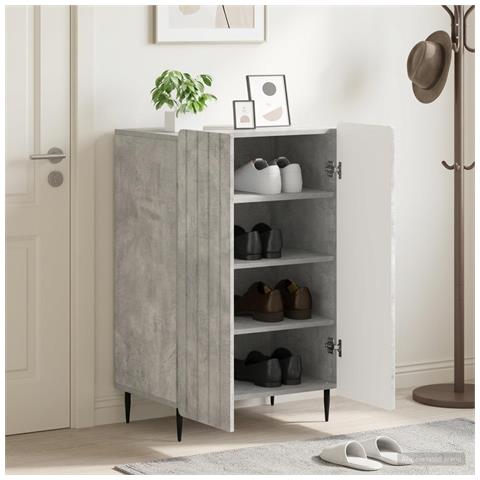 Mobile per scarpe ZWOLLE 59,5 x 39,5 x 91,5 cm Grigio Cemento - Foto 2