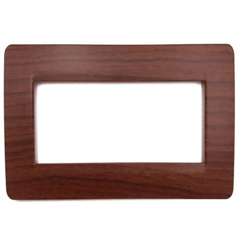 1 Placca Muro 4 Posti Moduli Legno Radica Compatibile Tipo Bticino Matix - Foto 1