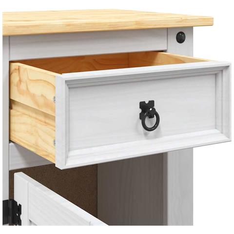 Comodino in Legno di Pino Messicano Corona Bianco 53x39x67 cm - Foto 2