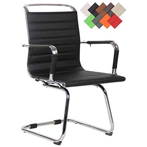 Sedia Ospite Ufficio A Slitta Barton In Similpelle I Sedia Visitatore Cantilever Moderna Con Braccioli E Telaio In Metallo Nero Similpelle - Foto 1