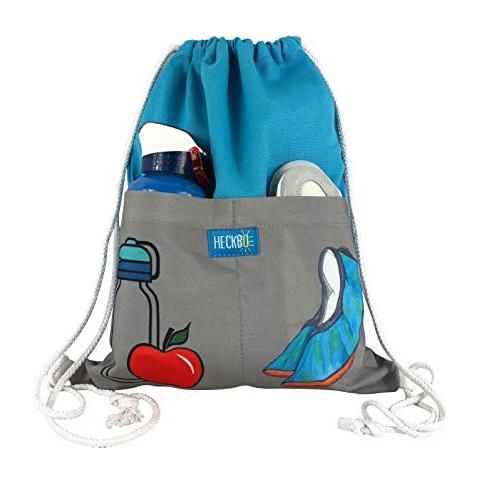 Sacca Con 2 Pratiche Tasche, Turchese / grigio | Sacca Da Ginnastica, Zaino, Sacca Sportiva, Sacca Per Scarpe, Borsa | Per Hipster, Ragazze, Ragazzi, Bambini, Adulti | Hobby, Viaggi, Sport - Foto 1