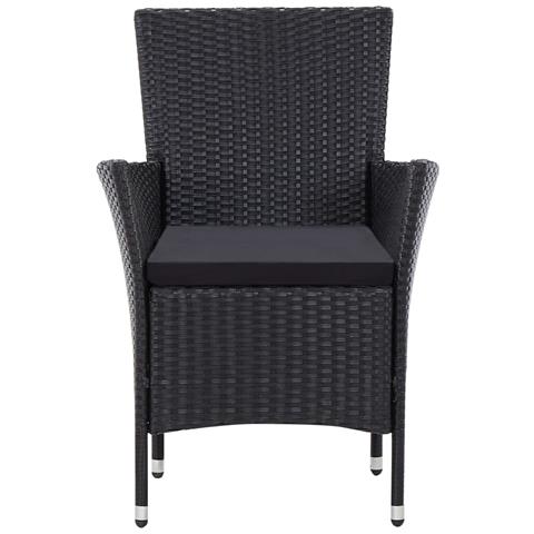 Set Da Pranzo Da Giardino 9 Pz Con Cuscini In Polyrattan Nero - Foto 10