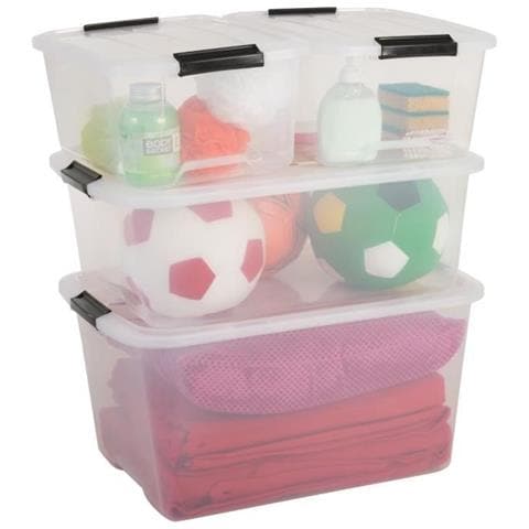 Set Di 3 Scatole Top Box Tb-30 - Plastica - 30 L - 57,5 X 39 X 20,5 Cm - Trasparente E Nero - Foto 6