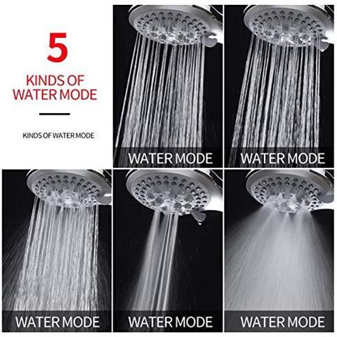 Testa Di Acquazzone Potente Portata Con 15 Milioni Di Chrome Doccia Pressione Tubo Incrementare Doccia Testa Di Spruzzo Con 5 Modalit Di Risparmio Sulle Acque Di Balneazione Per Adulti Bambini Animali Domestici E Palestra Uso - Foto 4