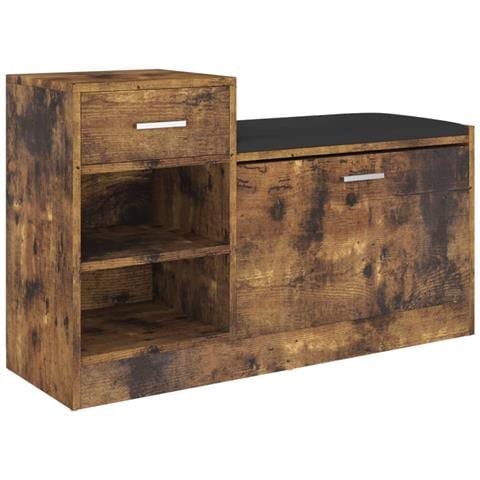 Panca Porta Scarpe Rovere Fumo 94,5x31x57cm Legno Multistrato - Foto 1
