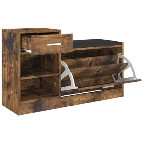 Panca Porta Scarpe Rovere Fumo 94,5x31x57cm Legno Multistrato - Foto 2