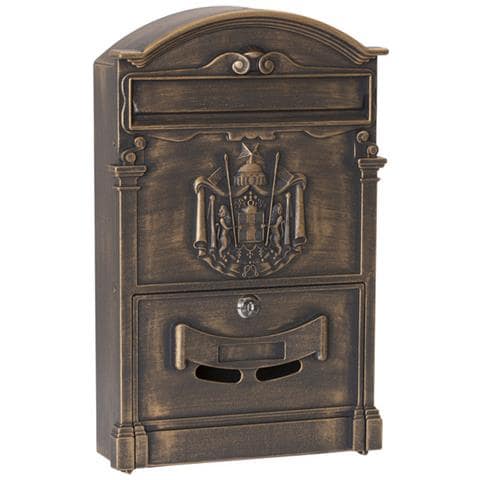 Cassetta Postale Individuale Di Stile Classico In Alluminio, Cassetta Della Posta Da Parete Decorativa, Dimensione M (din A4 E Riviste) Bronzo - Foto 1