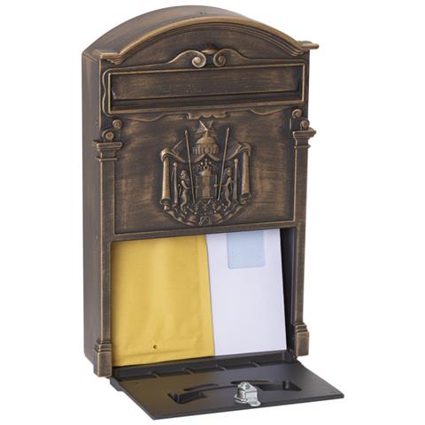Cassetta Postale Individuale Di Stile Classico In Alluminio, Cassetta Della Posta Da Parete Decorativa, Dimensione M (din A4 E Riviste) Bronzo - Foto 2