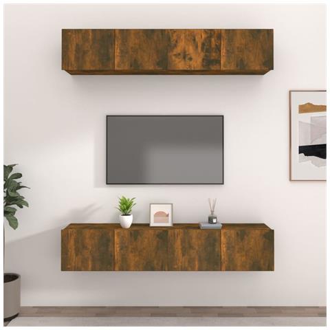 Mobili Tv 4 Pz Rovere Fumo 80x30x30 Cm In Legno Multistrato - Foto 6