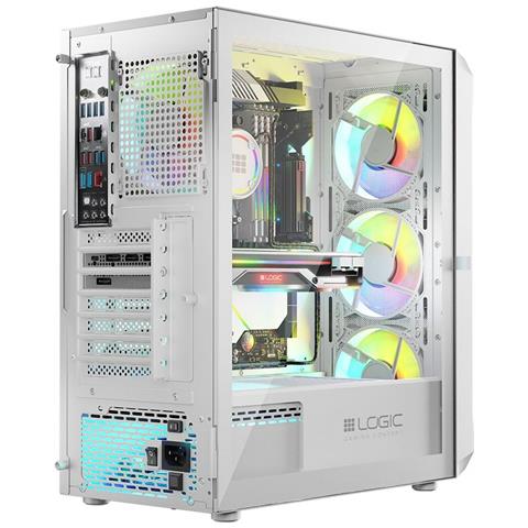Case Logic Portos Midi Tower ATX, MicroATX (uATX) , MiniITX 1 Porta USB 3.2 Colore Bianco (Finestrato) - Foto 2