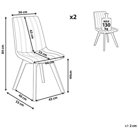 Set Di 2 Sedie Da Pranzo Tessuto Beige Calgary - Foto 7
