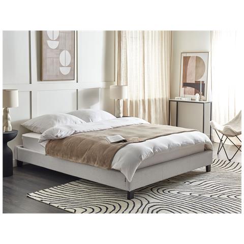 Letto Senza Testata Tessuto Roanne 160 X 200 Cm Grigio Chiaro - Foto 1