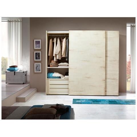 Armadio Moderno 2 Ante Scorrevoli Legno Bianco Pattinato 282x61x246 - Foto 1