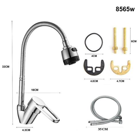 Rubinetto Miscelatore Cromato Casa Cucina Lavabo Lavandino Kit Montaggio 8565w - Foto 2