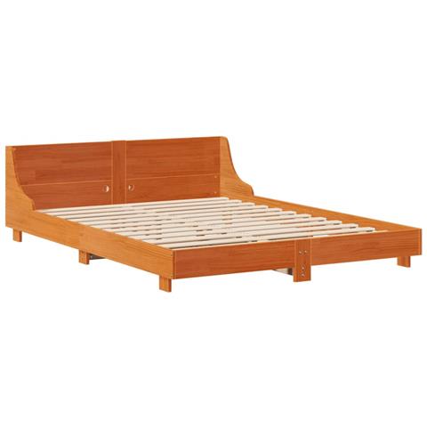 Letto Senza Materasso Marrone Cera 120x190 Cm In Legno Di Pino - Foto 3