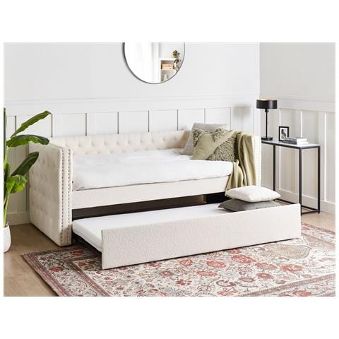 Letto Estraibile Bouclé Gassin 90 X 200 Cm Bianco Sporco - Foto 1