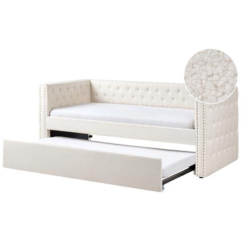 Letto Estraibile Bouclé Gassin 90 X 200 Cm Bianco Sporco - Foto 2