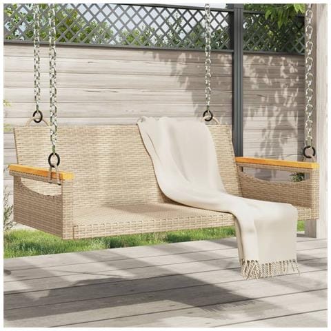 Panchina a Dondolo Beige 109x62x40 cm in Polyrattan - Foto 2