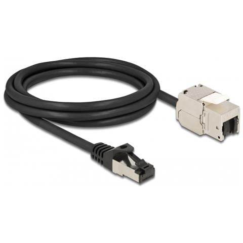 Cavo RJ45 maschio a modulo Keystone RJ45 femmina Cat. 6A 2 m nero - Foto 2