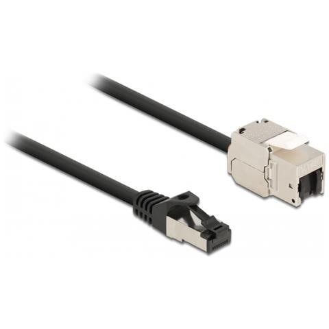 Cavo RJ45 maschio a modulo Keystone RJ45 femmina Cat. 6A 2 m nero - Foto 1