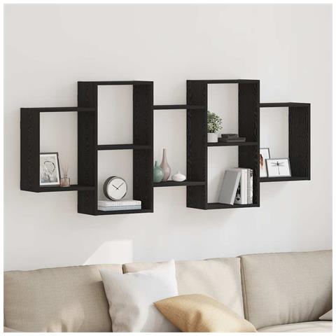 Scaffale A Parete Rovere Nero 159x18x65 Cm In Truciolato - Foto 1