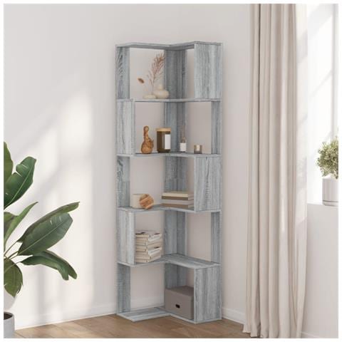 Libreria Angolare 5ripiani Grigio Sonoma 50x50x179 Cm Legno - Foto 3