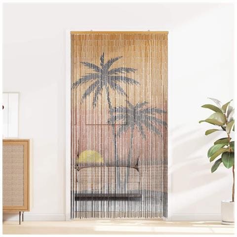 Tenda Antimosche Per Porte Stampa Palma 100x220 Cm Bambù - Foto 2