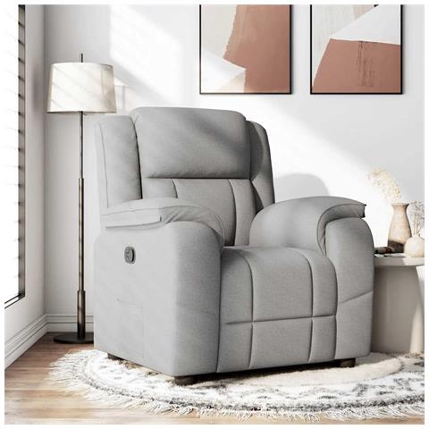 Poltrona Reclinabile In Tessuto Grigio Nuvola - Foto 1