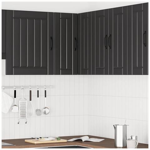 Pensile Da Cucina Ad Angolo Lucca Nero In Legno Multistrato - Foto 3