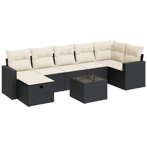 Set Divani Da Giardino Con Cuscini 8 Pz Nero In Polyrattan - Foto 2